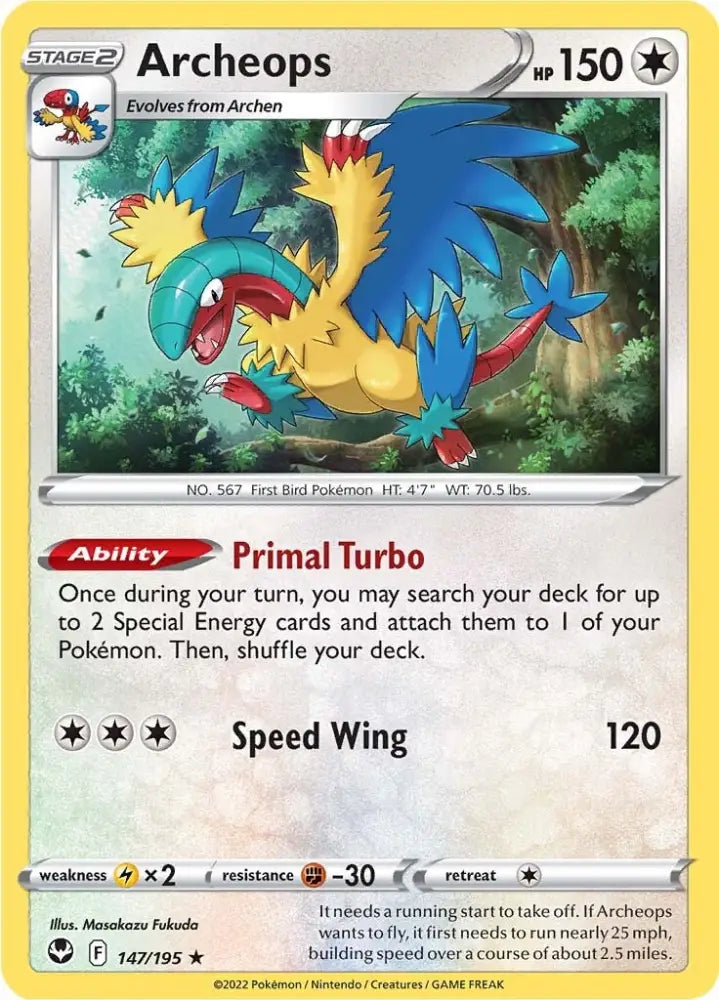 Archeops (147/195) (Theme Deck Exclusive) [Sword & Shield: Silver Tempest] - Pokemon Single