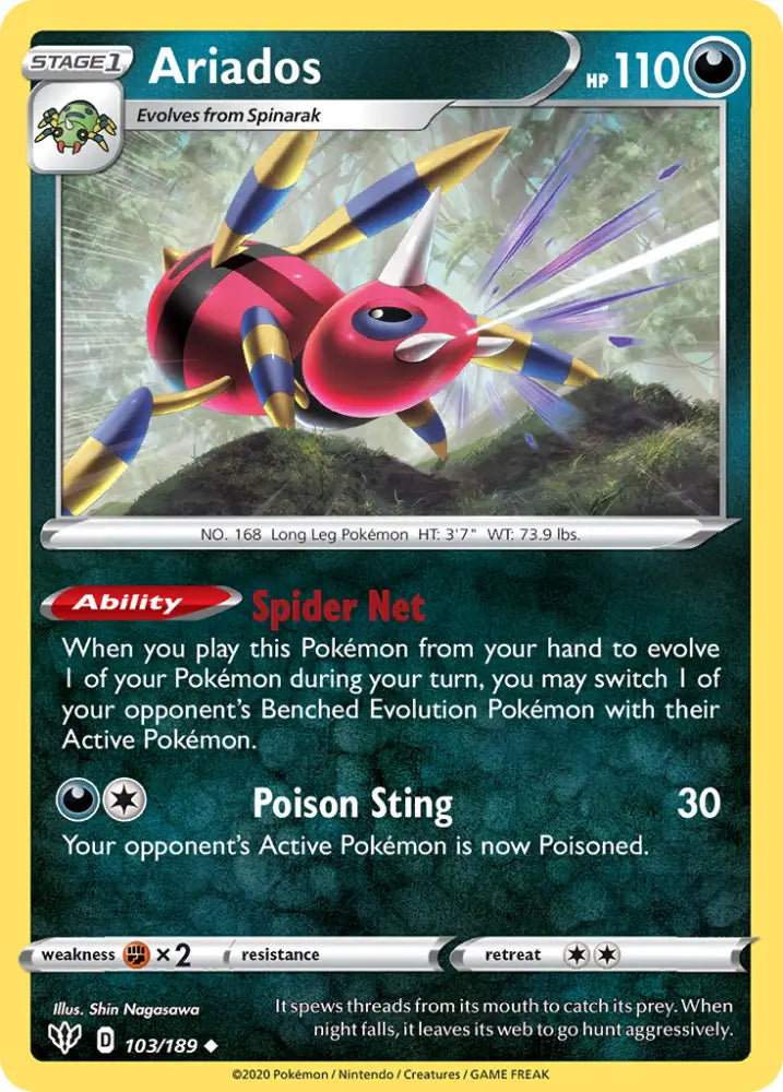 Ariados (103/189) [Sword & Shield: Darkness Ablaze] - Pokemon Single