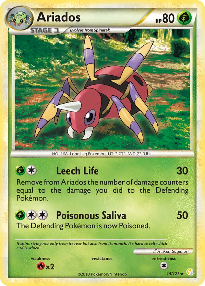 Ariados (15/123) [HeartGold & SoulSilver: Base Set] - Pokemon Single