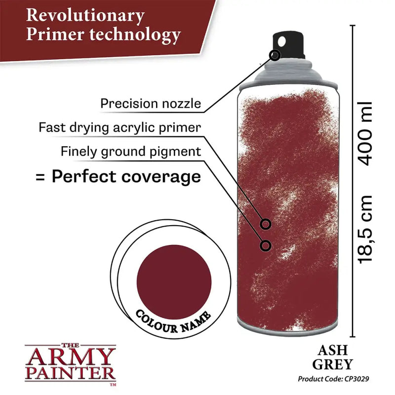 Army Painter - Colour Primer: Matte Ash Grey Spray (400ml) (Can’t be shipped) - The Army Painter