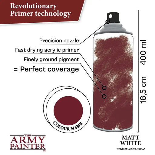 Army Painter - Colour Primer: Matte White Spray (400ml) (Can’t be shipped) - The Army Painter