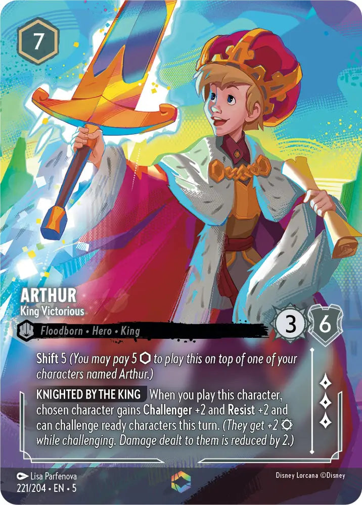 Arthur - King Victorious (Enchanted) (221/204) [Shimmering Skies] - Lorcana Single