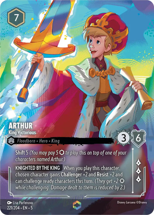 Arthur - King Victorious (Enchanted) (221/204) [Shimmering Skies] - Lorcana Single