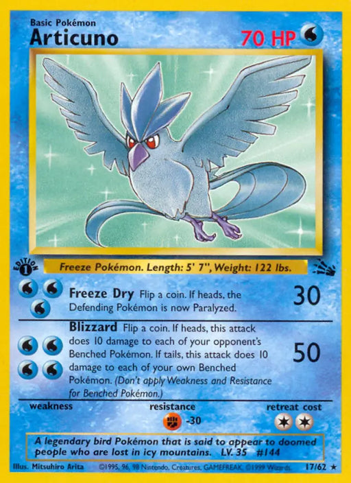 Articuno (17/62) [Fossil 1st Edition] - Pokemon Single