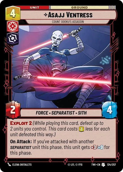 Asajj Ventress - Count Dooku’s Assassin (134/257) [Twilight of the Republic] - Star Wars: Unlimited Single