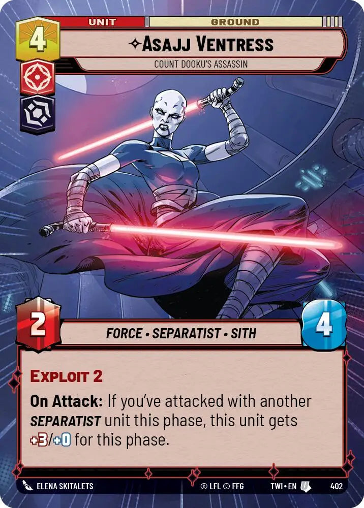 Asajj Ventress - Count Dooku’s Assassin (Hyperspace) (402) [Twilight of the Republic] - Star Wars: Unlimited Single