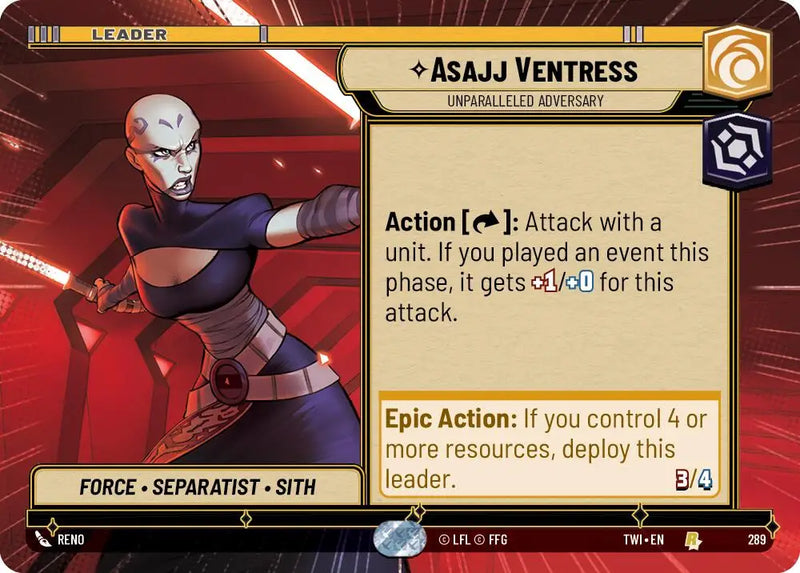 Asajj Ventress - Unparalleled Adversary (Hyperspace) (289) [Twilight of the Republic] - Star Wars: Unlimited Single