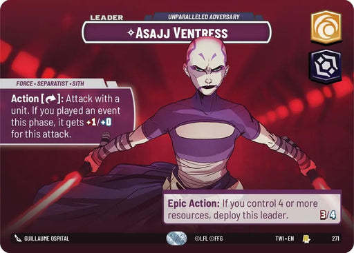 Asajj Ventress - Unparalleled Adversary (Showcase) (271) [Twilight of the Republic] - Star Wars: Unlimited Single