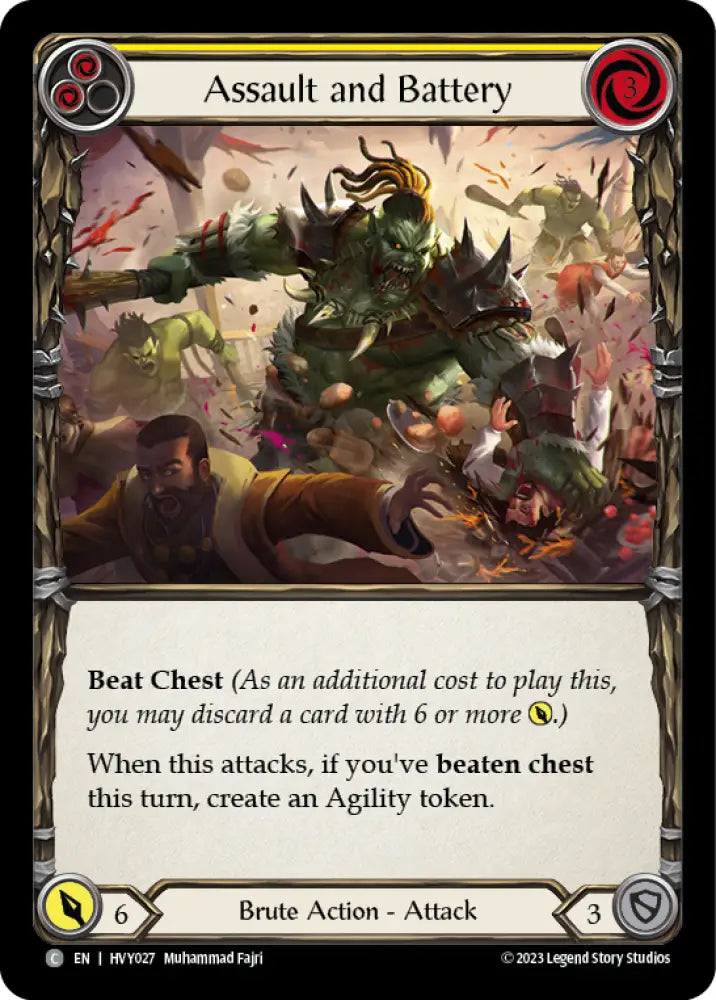 Assault and Battery (Yellow) [Heavy Hitters] Rainbow Foil - Flesh And Blood Single