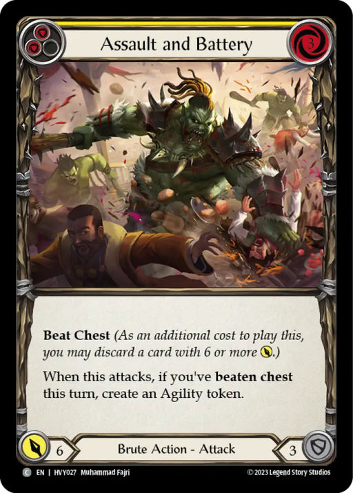 Assault and Battery (Yellow) [Heavy Hitters] Rainbow Foil - Flesh And Blood Single