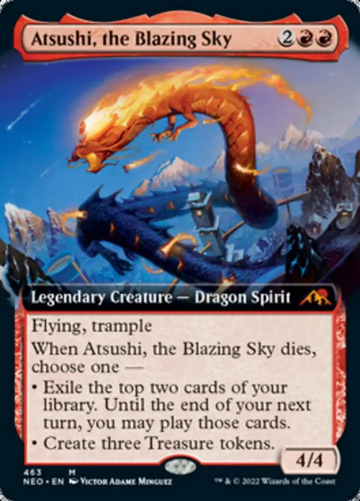 Atsushi the Blazing Sky (Extended Art) [Kamigawa: Neon Dynasty] - MTG Single