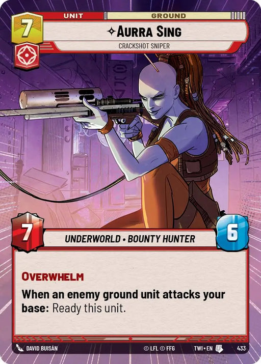 Aurra Sing - Crackshot Sniper (Hyperspace) (433) [Twilight of the Republic] - Star Wars: Unlimited Single