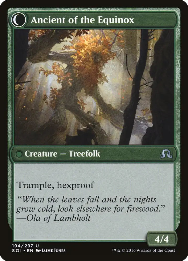 Autumnal Gloom // Ancient of the Equinox [Shadows over Innistrad] - MTG Single