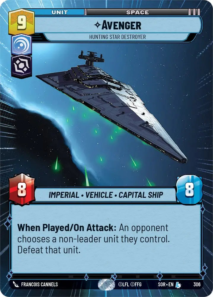 Avenger - Hunting Star Destroyer (Hyperspace) (306) [Spark of Rebellion] - Star Wars: Unlimited Single