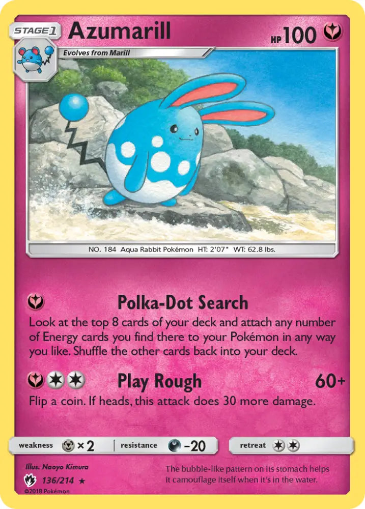 Azumarill (136/214) [Sun & Moon: Lost Thunder] - Pokemon Single
