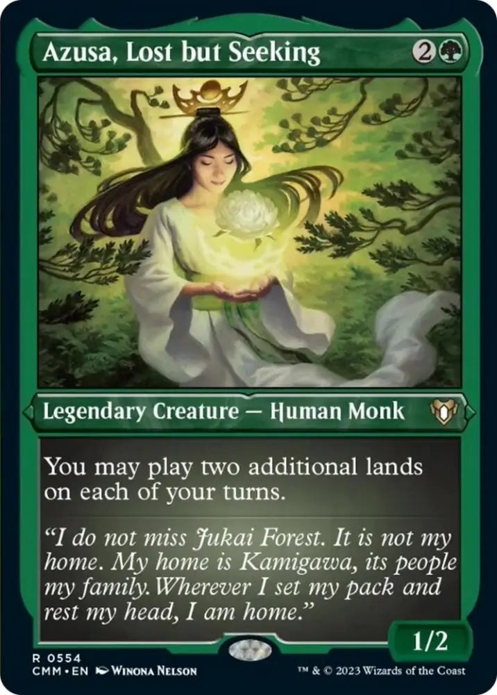 Azusa Lost but Seeking (Foil Etched) [Commander Masters] - MTG Single