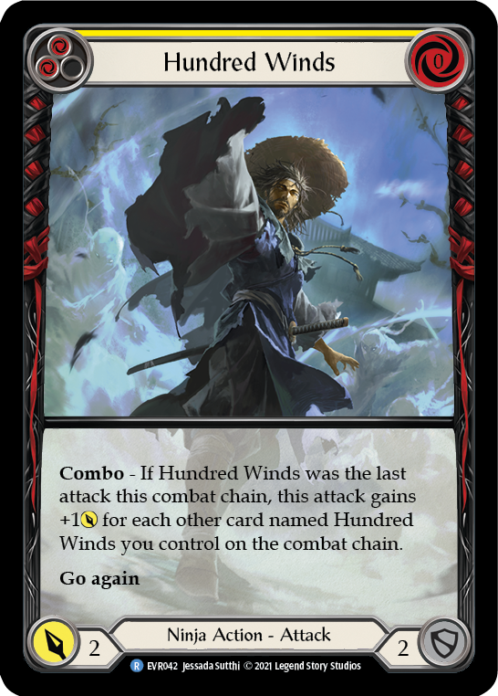 Hundred Winds (Yellow) [Everfest] 1st Edition Extended Art Rainbow Foil