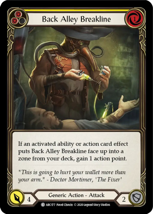 Back Alley Breakline (Yellow) [Arcane Rising Unlimited] Unlimited Rainbow Foil - Flesh And Blood Single