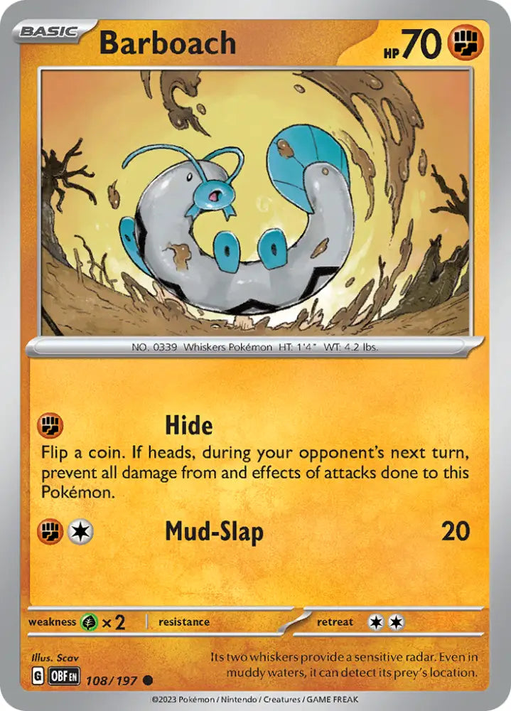 Barboach (108/197) [Scarlet & Violet: Obsidian Flames] - Pokemon Single
