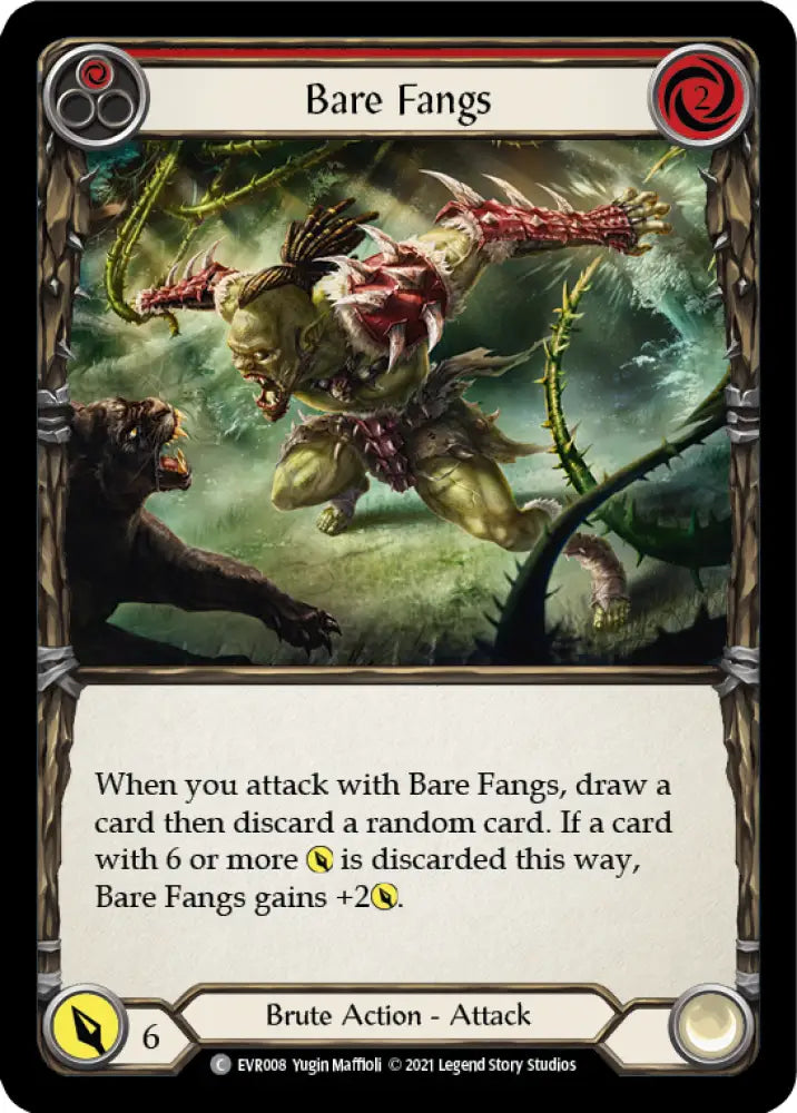 Bare Fangs (Red) [Everfest] 1st Edition Rainbow Foil - Flesh And Blood Single