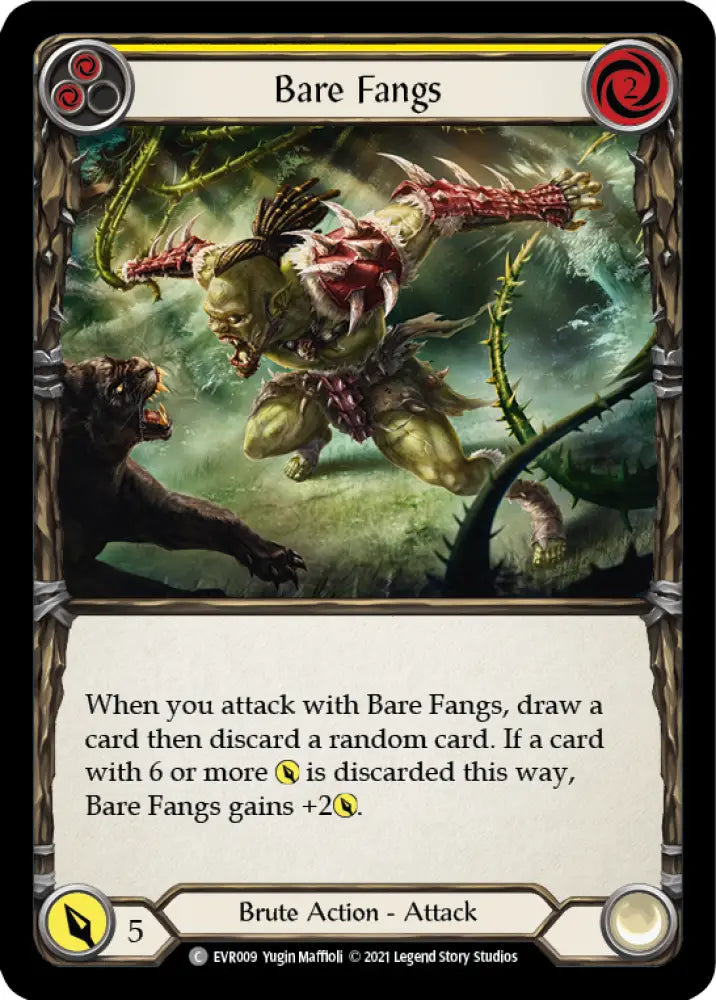 Bare Fangs (Yellow) [Everfest] 1st Edition Rainbow Foil - Flesh And Blood Single
