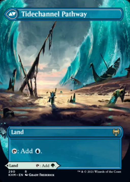 Barkchannel Pathway // Tidechannel Pathway (Borderless Alternate Art) [Kaldheim] - MTG Single
