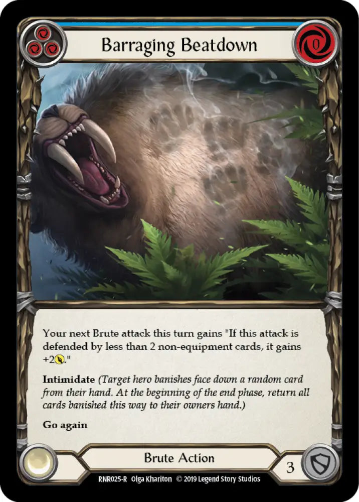 Barraging Beatdown (Blue) [RNR025-R] (Rhinar Hero Deck) 1st Edition Normal - Flesh And Blood Single