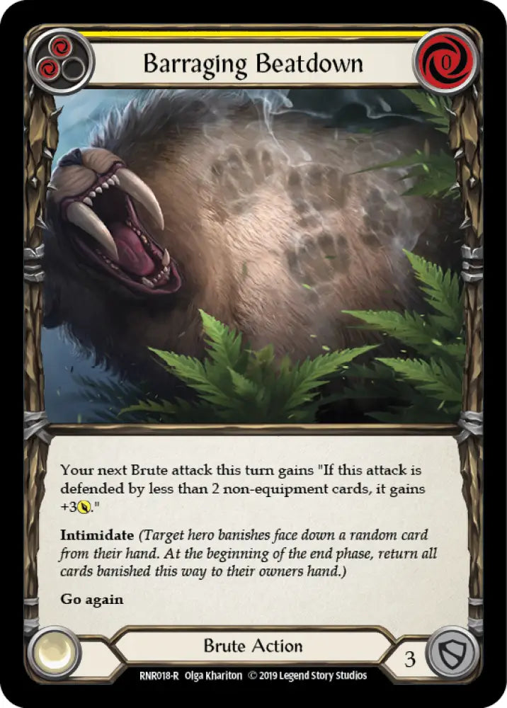 Barraging Beatdown (Yellow) [RNR018-R] (Rhinar Hero Deck) 1st Edition Normal - Flesh And Blood Single