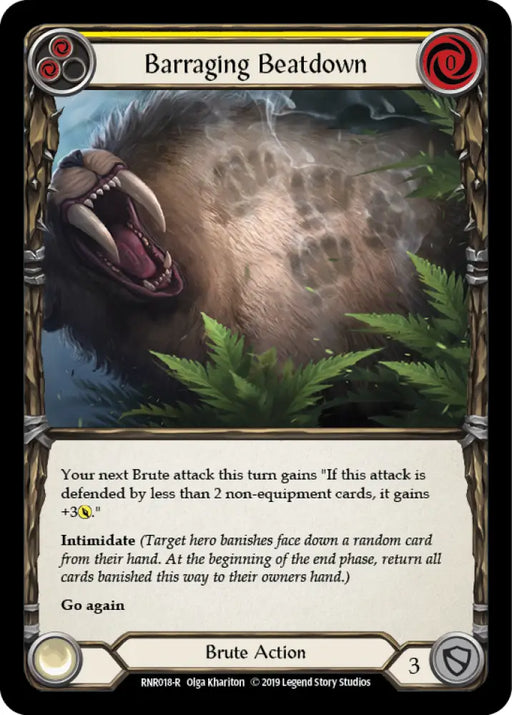 Barraging Beatdown (Yellow) [RNR018-R] (Rhinar Hero Deck) 1st Edition Normal - Flesh And Blood Single