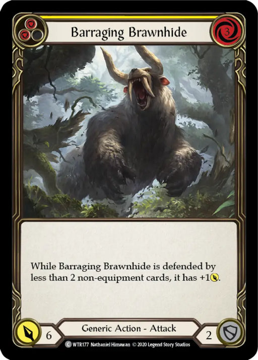 Barraging Brawnhide (Yellow) [Welcome to Rathe Unlimited] Unlimited Rainbow Foil - Flesh And Blood Single