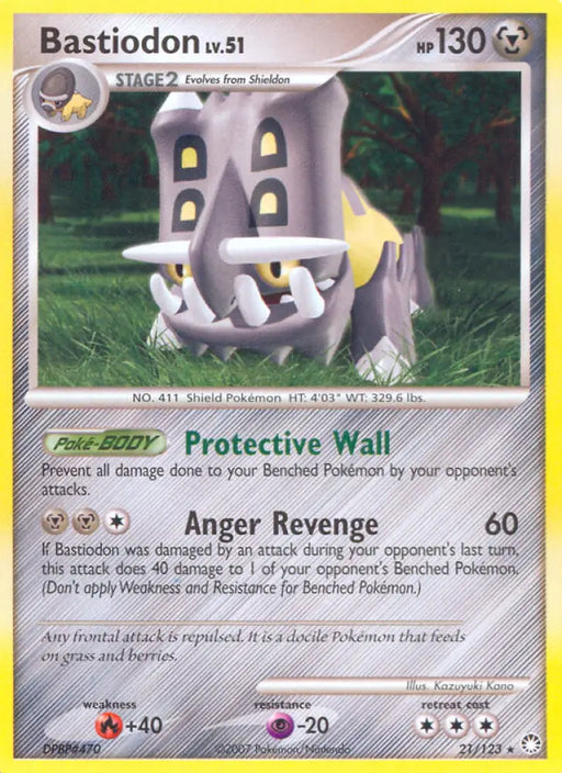Bastiodon (21/123) [Diamond & Pearl: Mysterious Treasures] - Pokemon Single