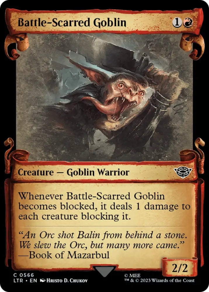 Battle-Scarred Goblin [The Lord of the Rings: Tales of Middle-Earth Showcase Scrolls] - MTG Single