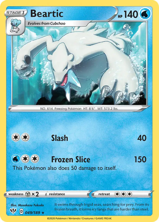 Beartic (049/189) [Sword & Shield: Darkness Ablaze] - Pokemon Single