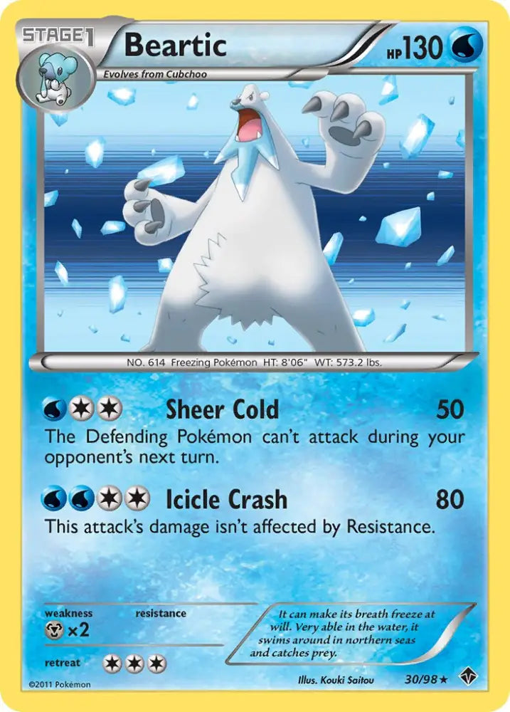 Beartic (30/98) (Cracked Ice Holo) (Blister Exclusive) [Black & White: Emerging Powers] - Pokemon Single