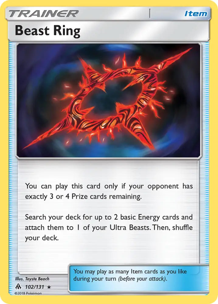 Beast Ring (102/131) [Sun & Moon: Forbidden Light] - Pokemon Single