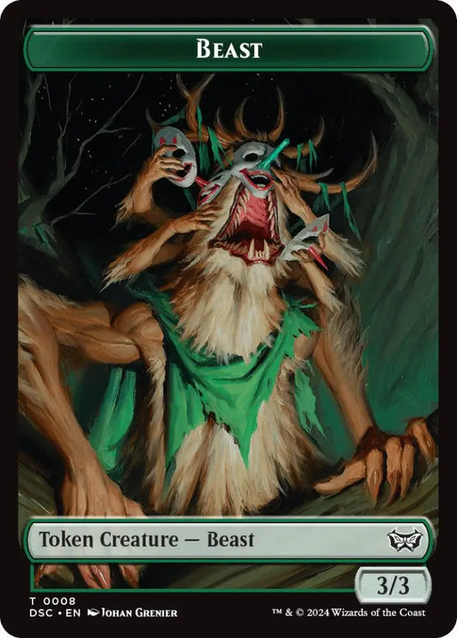 Beast // Scarecrow Double-Sided Token [Duskmourn: House of Horror Commander Tokens] - MTG Single