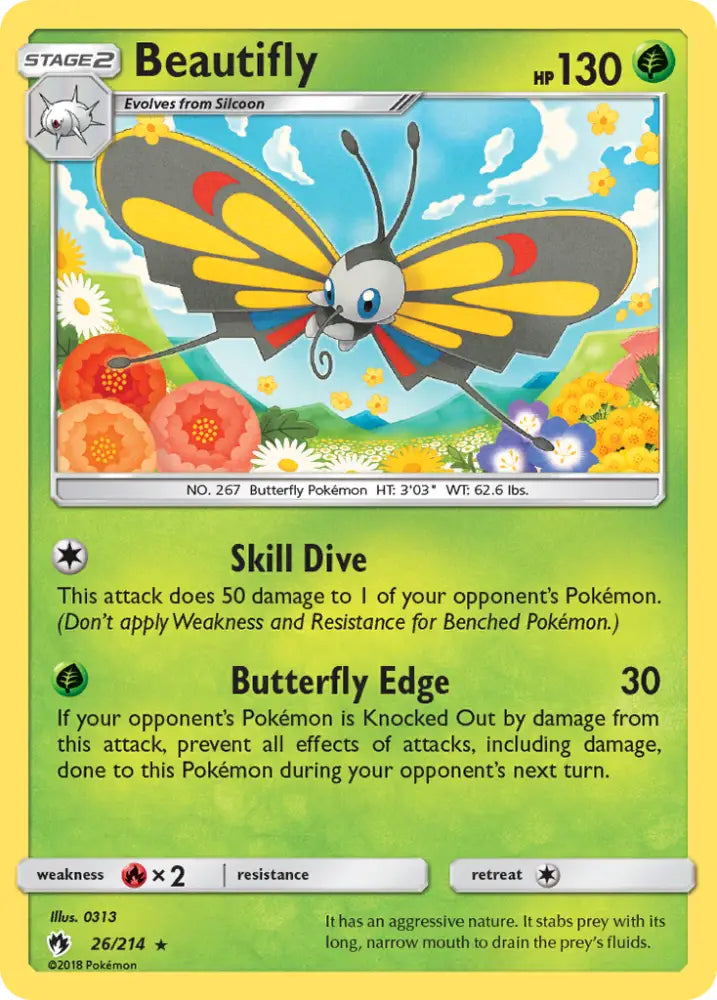 Beautifly (26/214) [Sun & Moon: Lost Thunder] - Pokemon Single