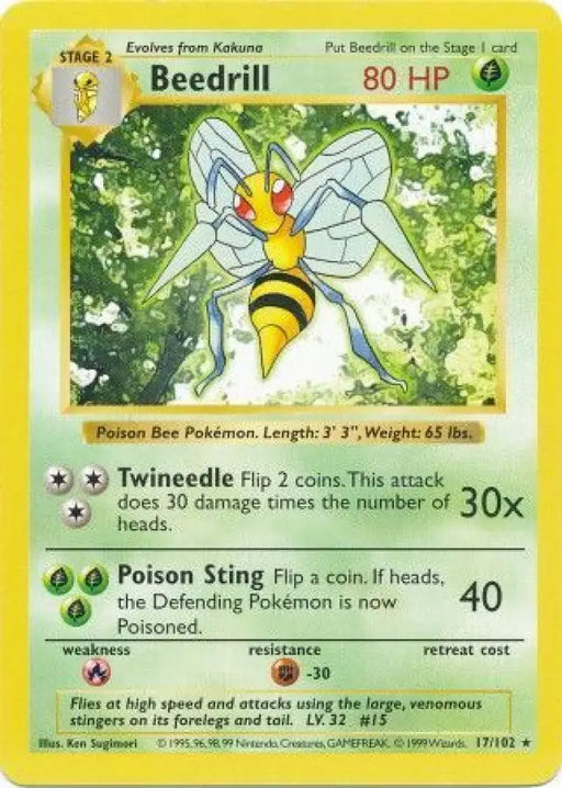 Beedrill (17/102) [Base Set Shadowless Unlimited] - Pokemon Single