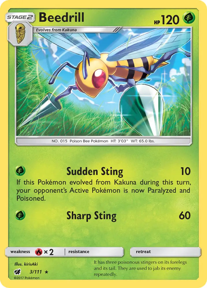 Beedrill (3/111) [Sun & Moon: Crimson Invasion] - Pokemon Single
