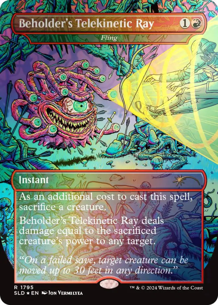 Beholder’s Telekinetic Ray - Fling (Rainbow Foil) [Secret Lair Drop Series] - MTG Single