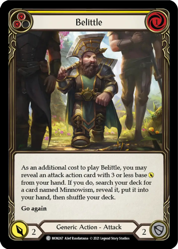Belittle (Yellow) [Monarch 1st Edition] 1st Edition Rainbow Foil - Flesh And Blood Single