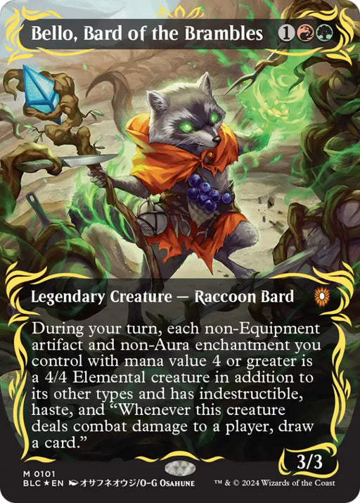 Bello Bard of the Brambles (Borderless) (Raised Foil) [Bloomburrow Commander] - MTG Single