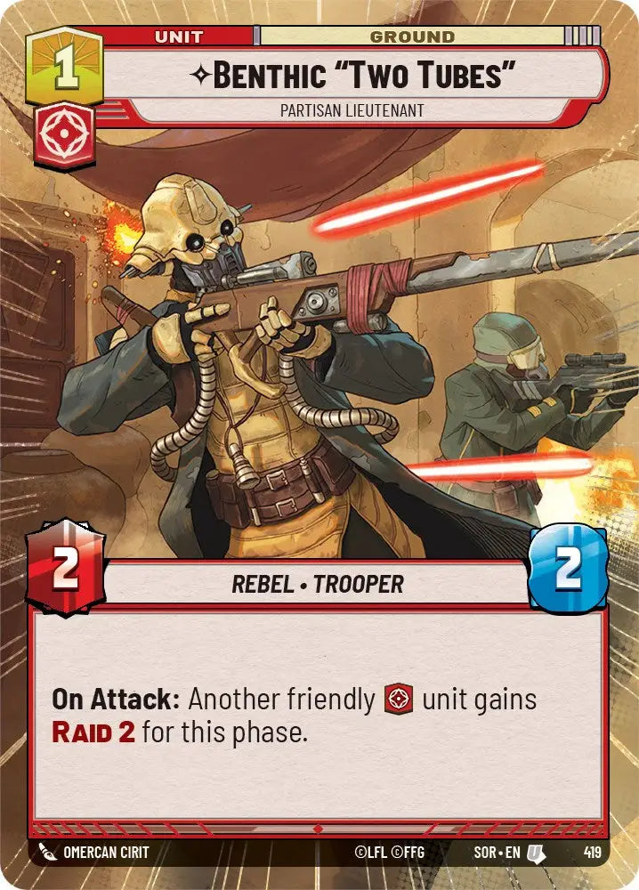 Benthic AuTwo TubesAu - Partisan Lieutenant (Hyperspace) (419) [Spark of Rebellion] - Star Wars: Unlimited Single