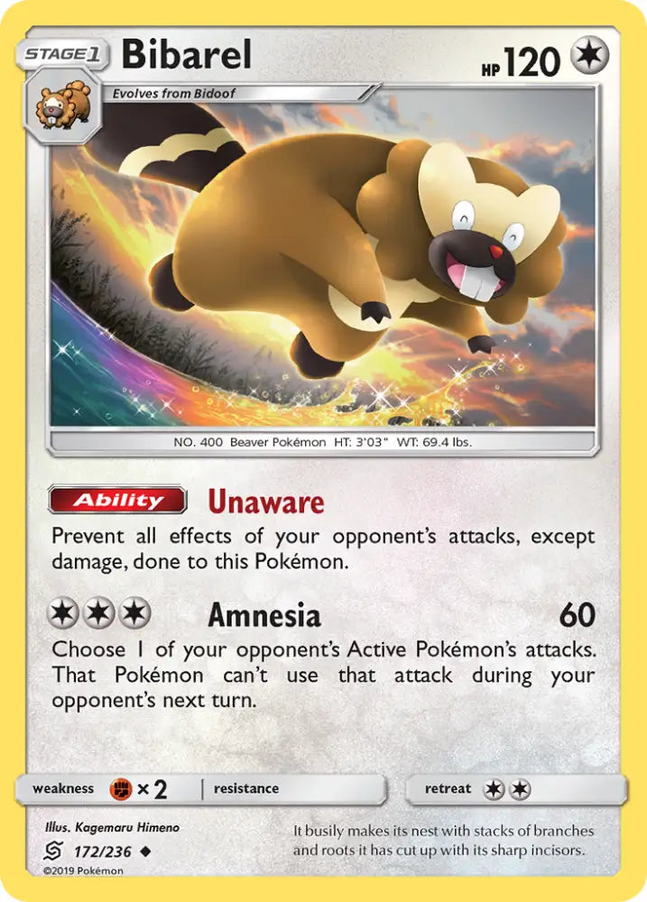 Bibarel (172/236) [Sun & Moon: Unified Minds] - Pokemon Single