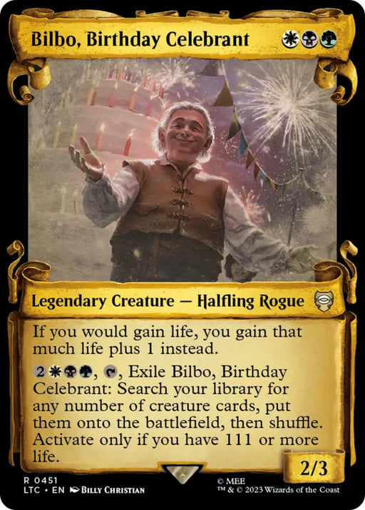 Bilbo Birthday Celebrant [The Lord of the Rings: Tales of Middle-Earth Commander Showcase Scrolls] - MTG Single