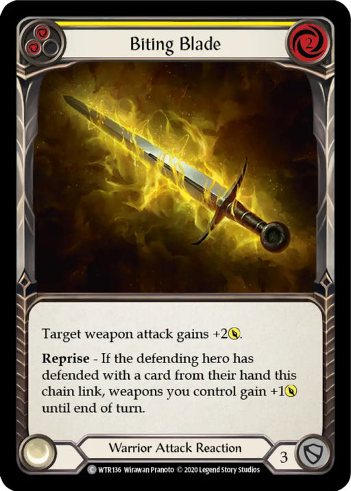 Biting Blade (Yellow) [Welcome to Rathe Unlimited] Unlimited Rainbow Foil - Flesh And Blood Single