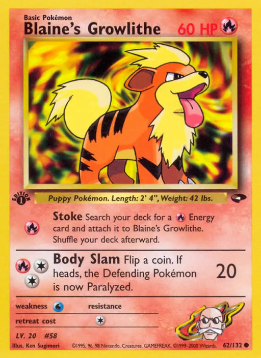 Blaine’s Growlithe (62/132) [Gym Challenge 1st Edition] - Pokemon Single