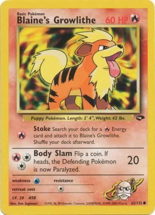 Blaine’s Growlithe (62/132) [Gym Challenge Unlimited] - Pokemon Single