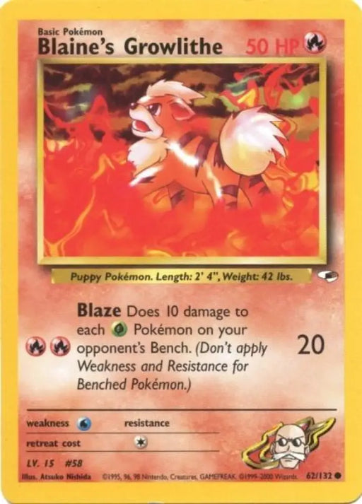 Blaine’s Growlithe (62/132) [Gym Heroes Unlimited] - Pokemon Single