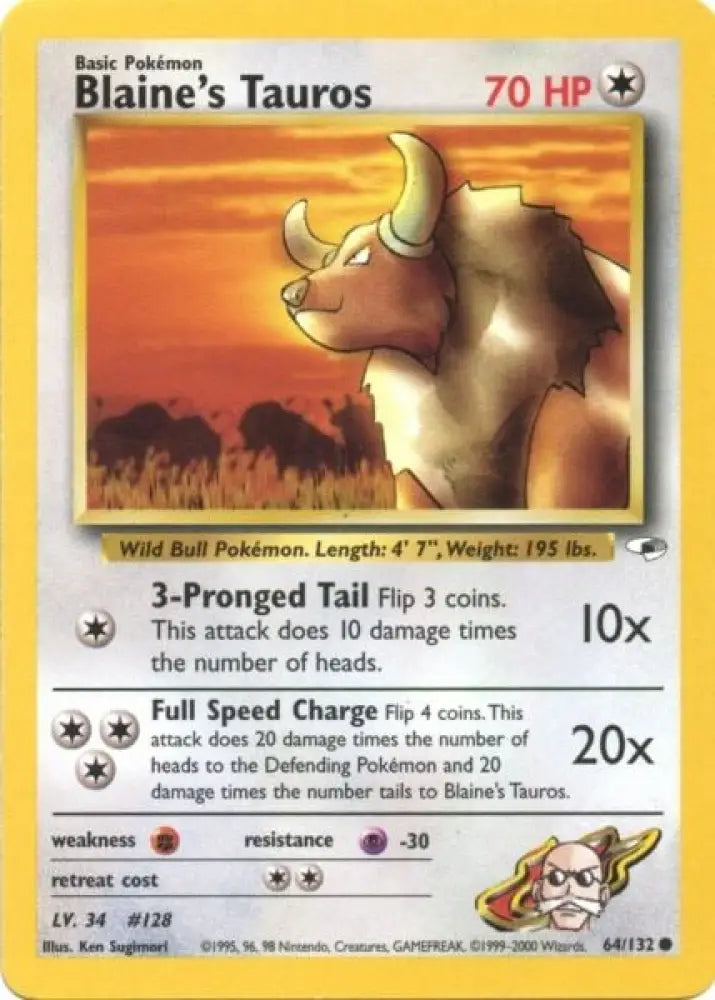 Blaine’s Tauros (64/132) [Gym Heroes Unlimited] - Pokemon Single